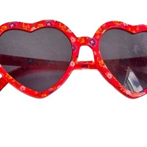 Disney Heart-Shaped Red and Black Sunglasses with flower pattern